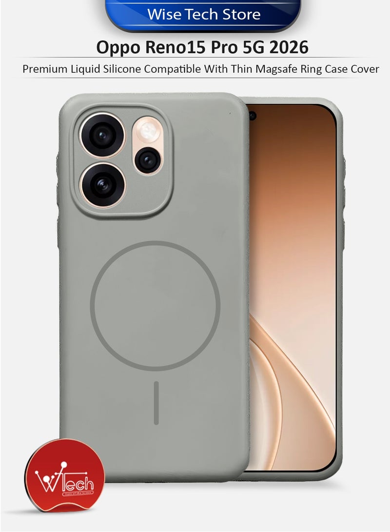 Wtech Oppo Reno15 Pro 5G 2026 Premium Liquid Silicone Compatible With Thin Magsafe Ring Case Cover (MCMPMN) - Grey - Image 1